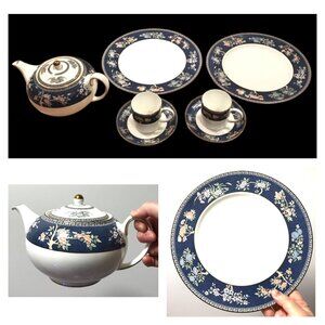 Wedgwood Bone China Blue Siam Made in England 7pcs